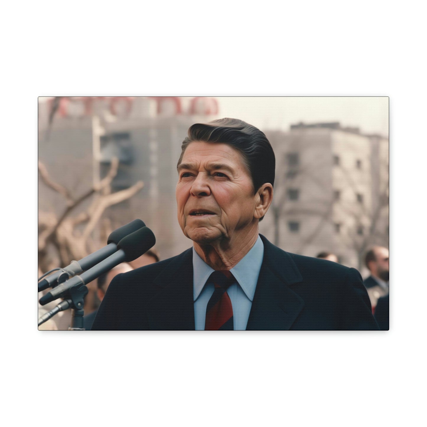 Rosy Brown Tear Down This Wall: Ronald Reagan Canvas Print of Historic Speech