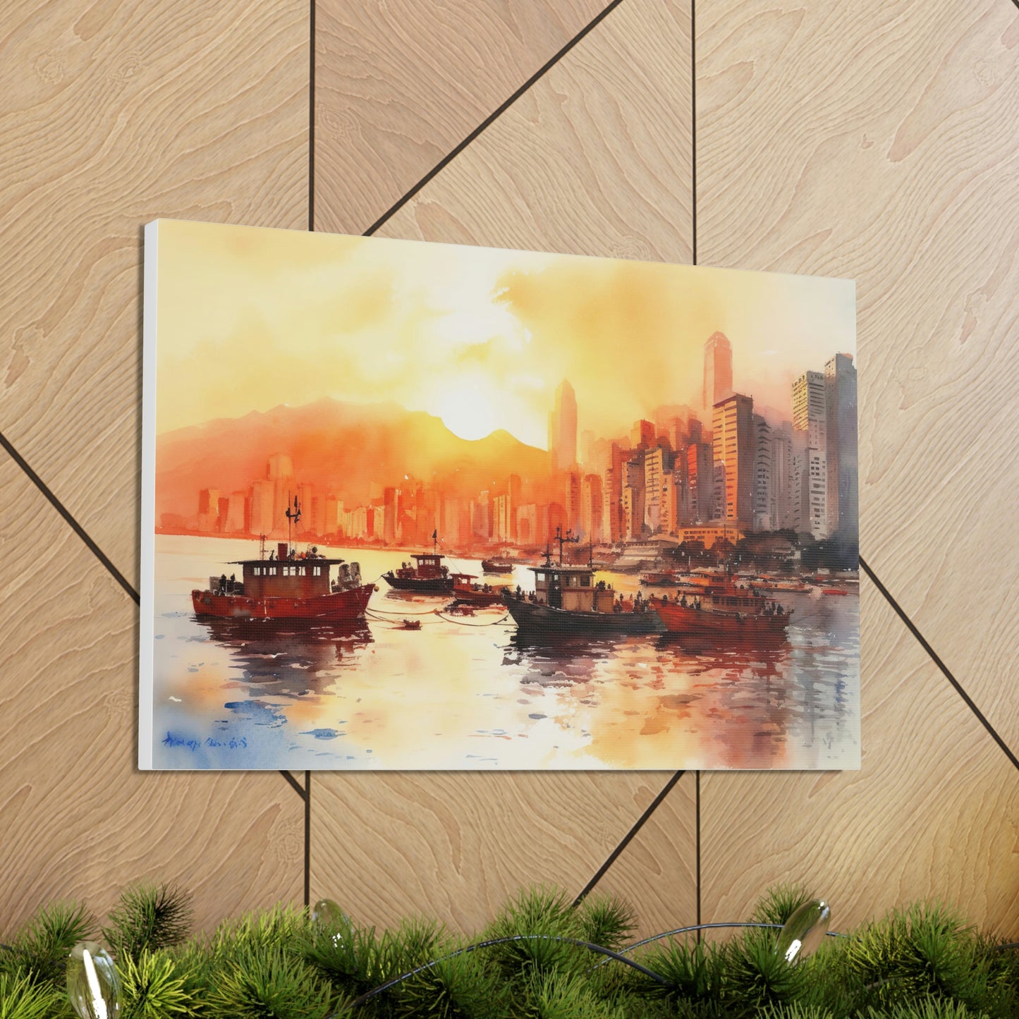 Tan Sunset Skyline Canvas