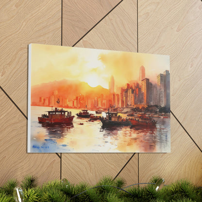 Tan Sunset Skyline Canvas