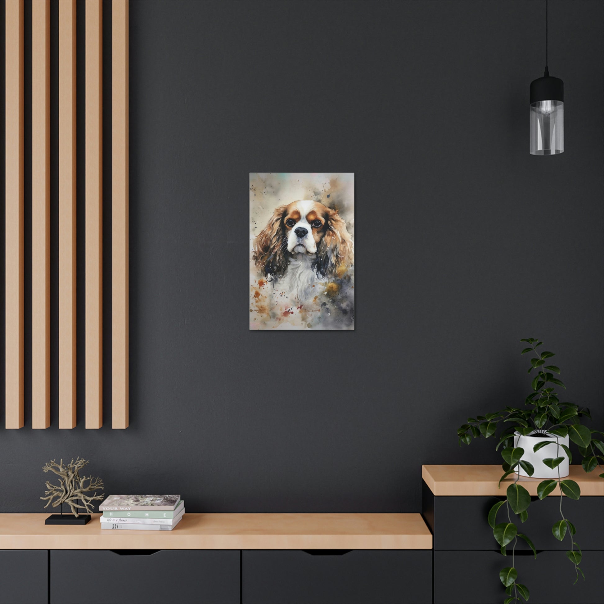 Dark Slate Gray Cavalier dog Canvas