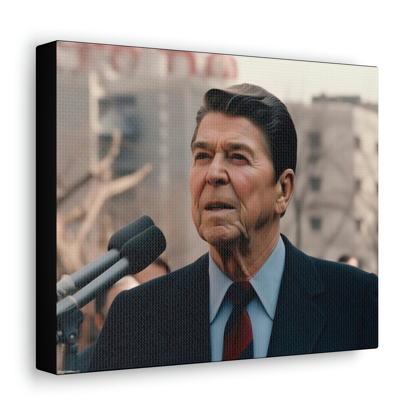 Rosy Brown Tear Down This Wall: Ronald Reagan Canvas Print of Historic Speech