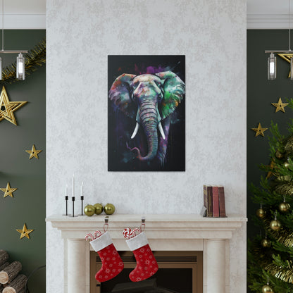 Gray Striking Elephant Canvas