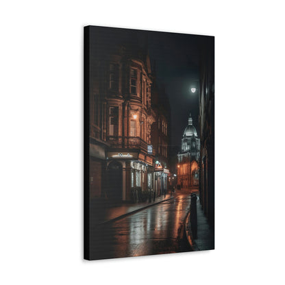 Dark Slate Gray Belfast Nightscape Canvas