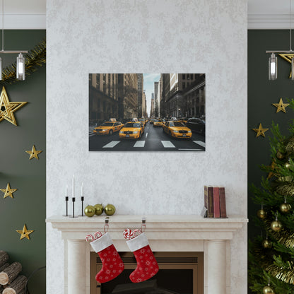 Gray Yellow Symphony: Vibrant New York Cityscapes and Iconic Cabs - Canvas Print