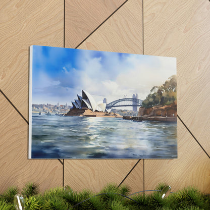 Rosy Brown Sydney's Radiance: Panoramic Cityscape and Harbor Delights - Canvas Print