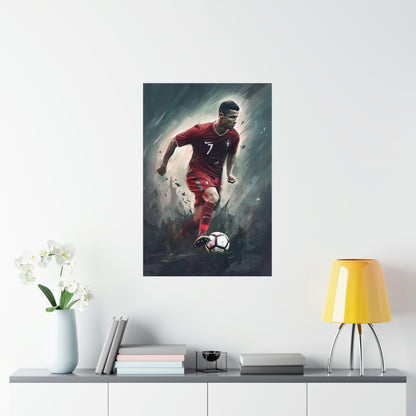 Get your hands on this exclusive Cristiano Ronaldo Poster showcasing the King of Portugal in action with Nike Mercurial CR7 boots. Perfect for indoor and outdoor display