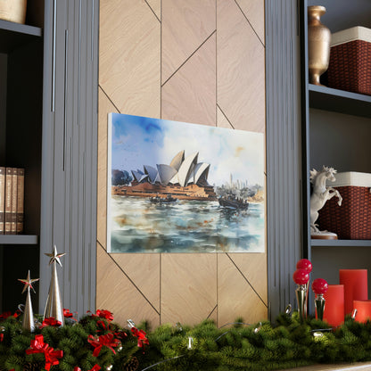 Dark Slate Gray Sydney's Allure: Iconic Skyline and Harbor Views - Canvas Print