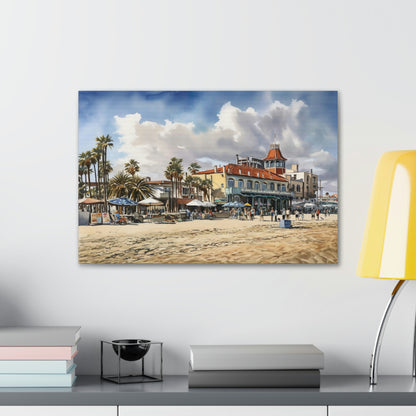 Light Gray Venice Vibes: Bohemian Beachfront and Colorful Sunsets - Canvas Print