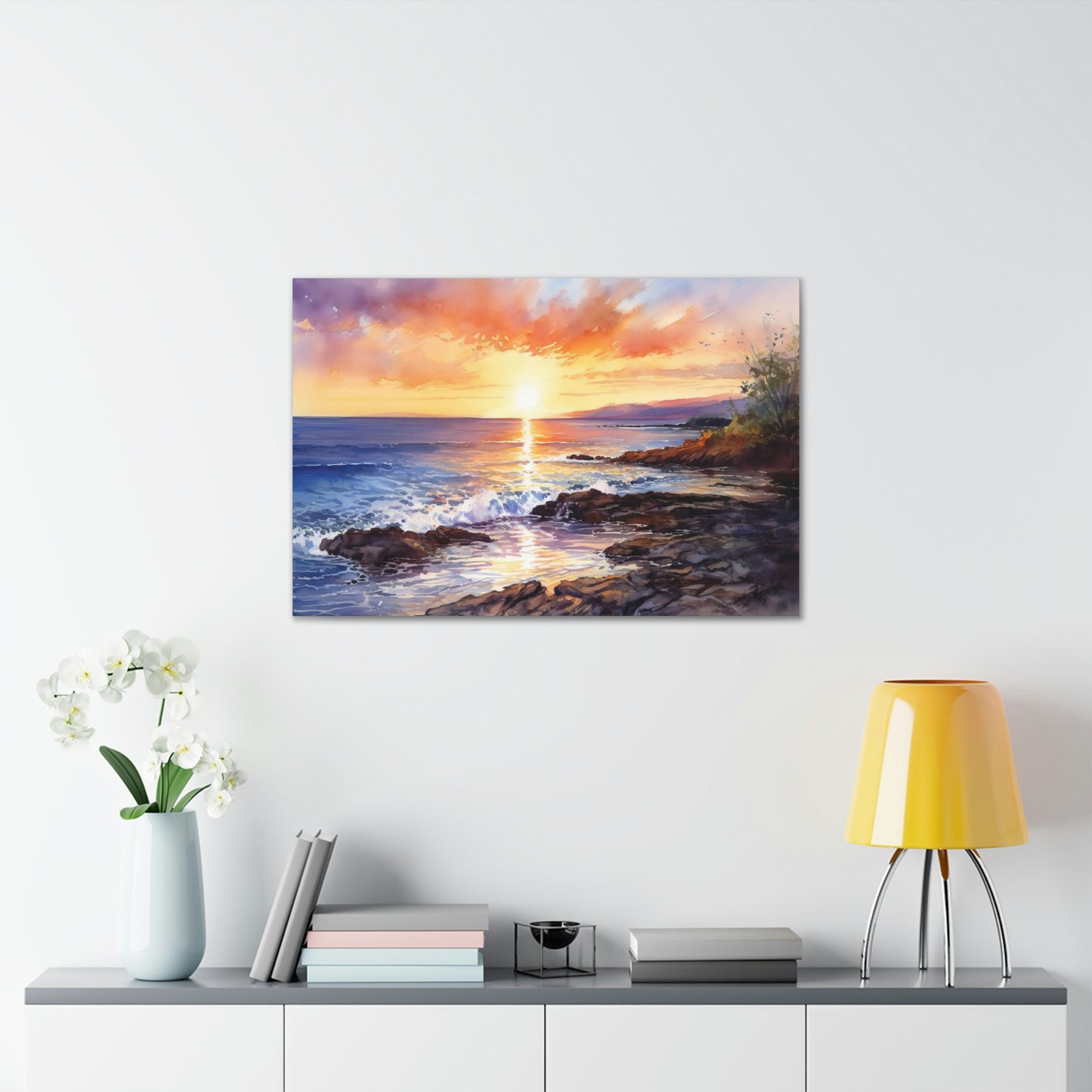 Tropical Sunset Serenity: Golden Sands and Vibrant Skies - Canvas Print | Canvas | Art & Wall Decor, Canvas, Fall Picks, Hanging Hardware, Home & Living, Indoor, Top Spring Products, Valentine's Day promotion | Prints with Passion