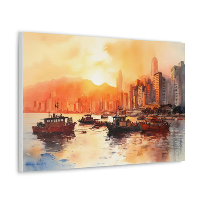 Tan Sunset Skyline Canvas