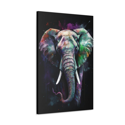 Dark Slate Gray Striking Elephant Canvas