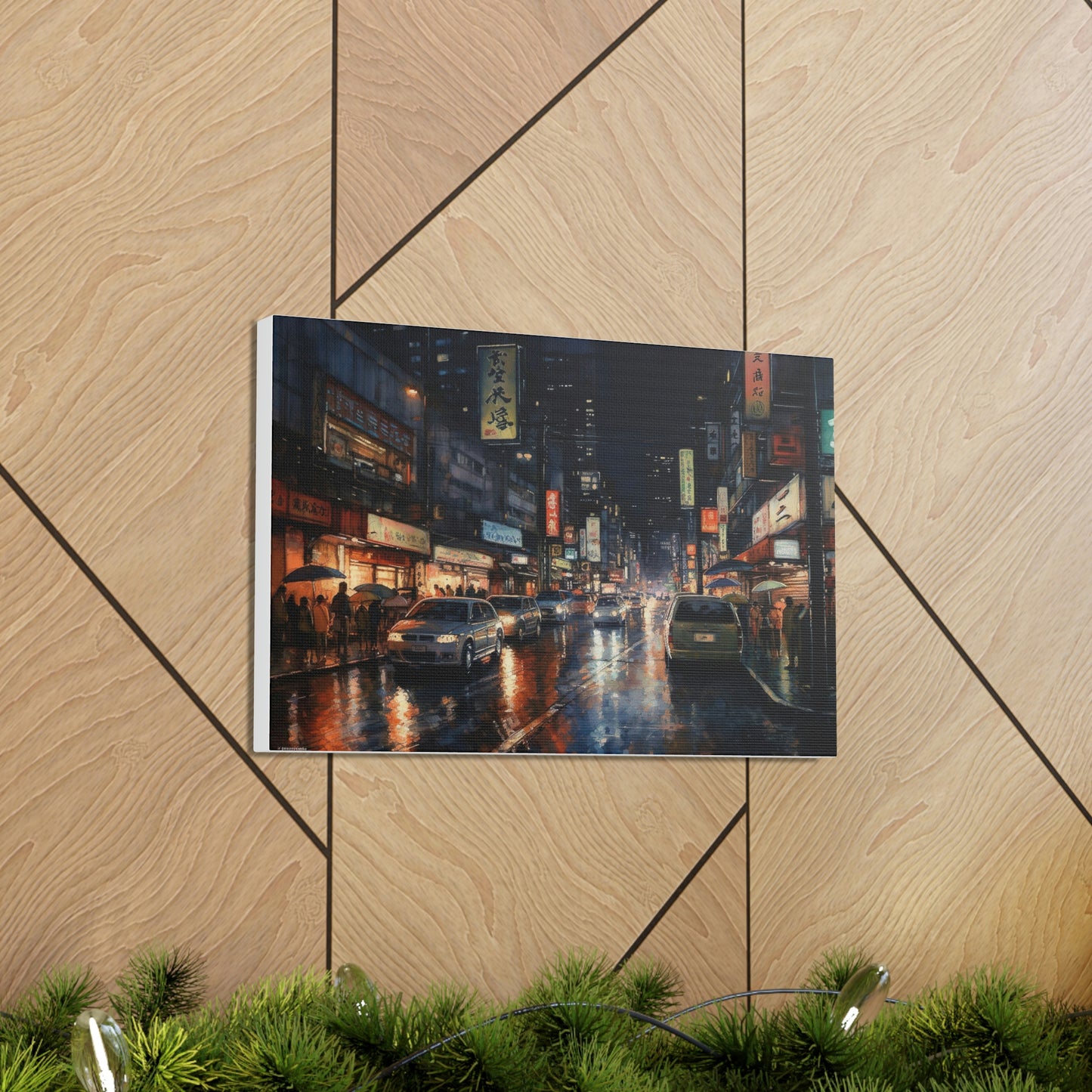 Tan Tokyo Twilight: Electric Nights and Vibrant Cityscapes - Canvas Print