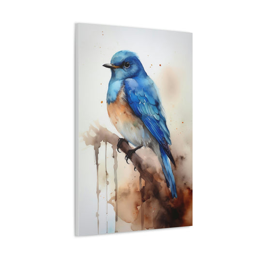 Light Gray Serene Sky: Beautiful Blue Bird Canvas Print