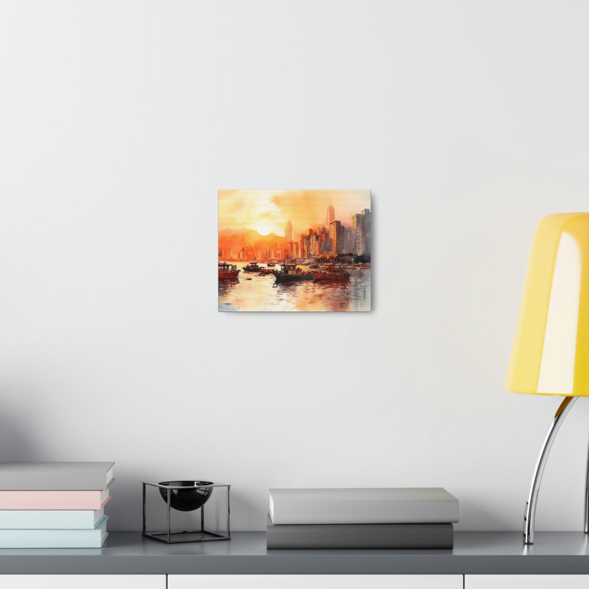 Light Gray Sunset Skyline Canvas