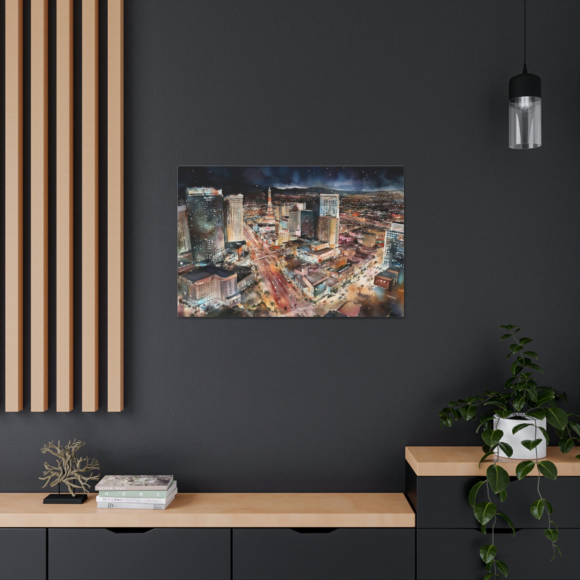 Dark Slate Gray Vegas Strip at Night: Sparkling Skylines and Nonstop Excitement - Canvas Print