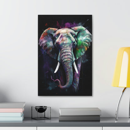 Dark Slate Gray Striking Elephant Canvas