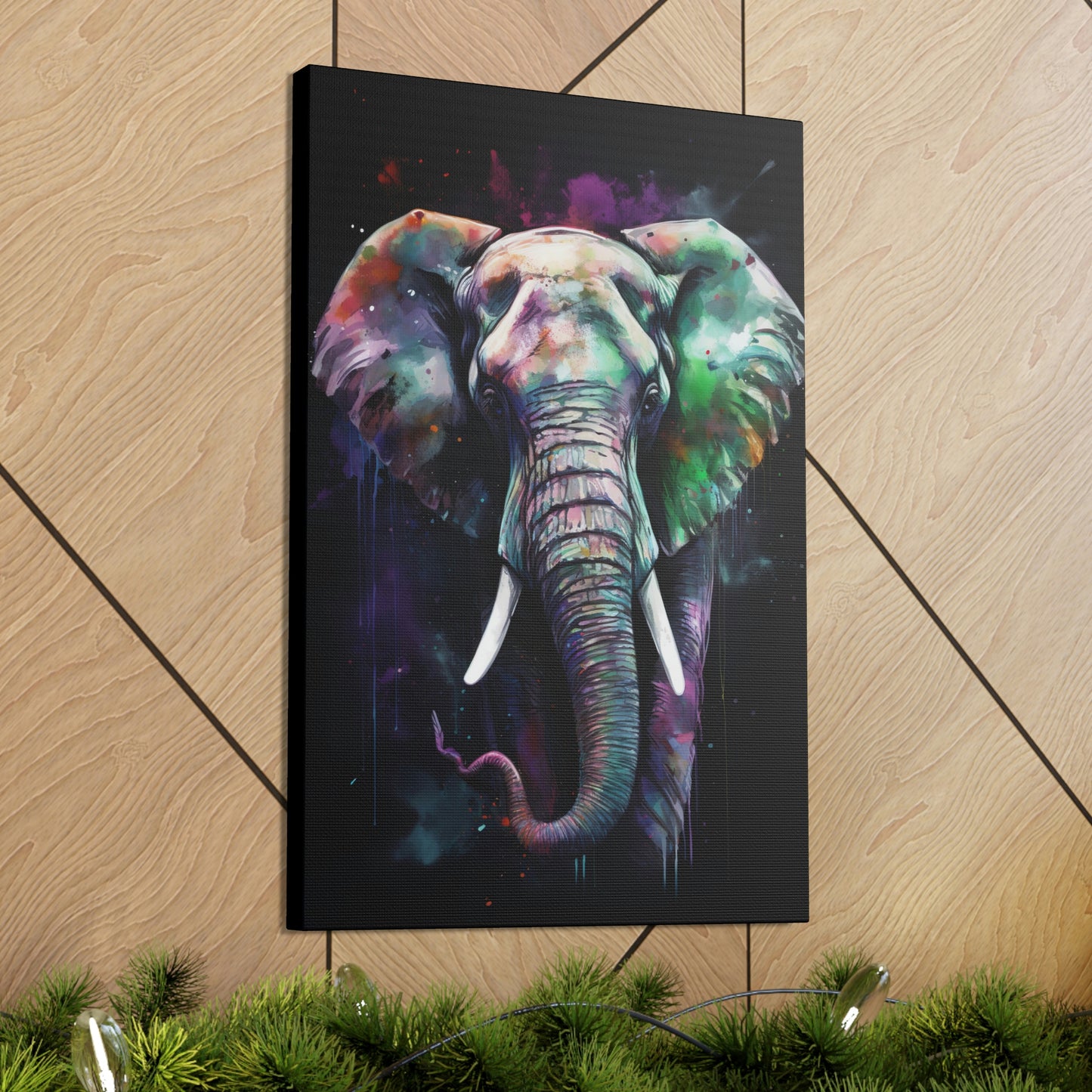 Tan Striking Elephant Canvas