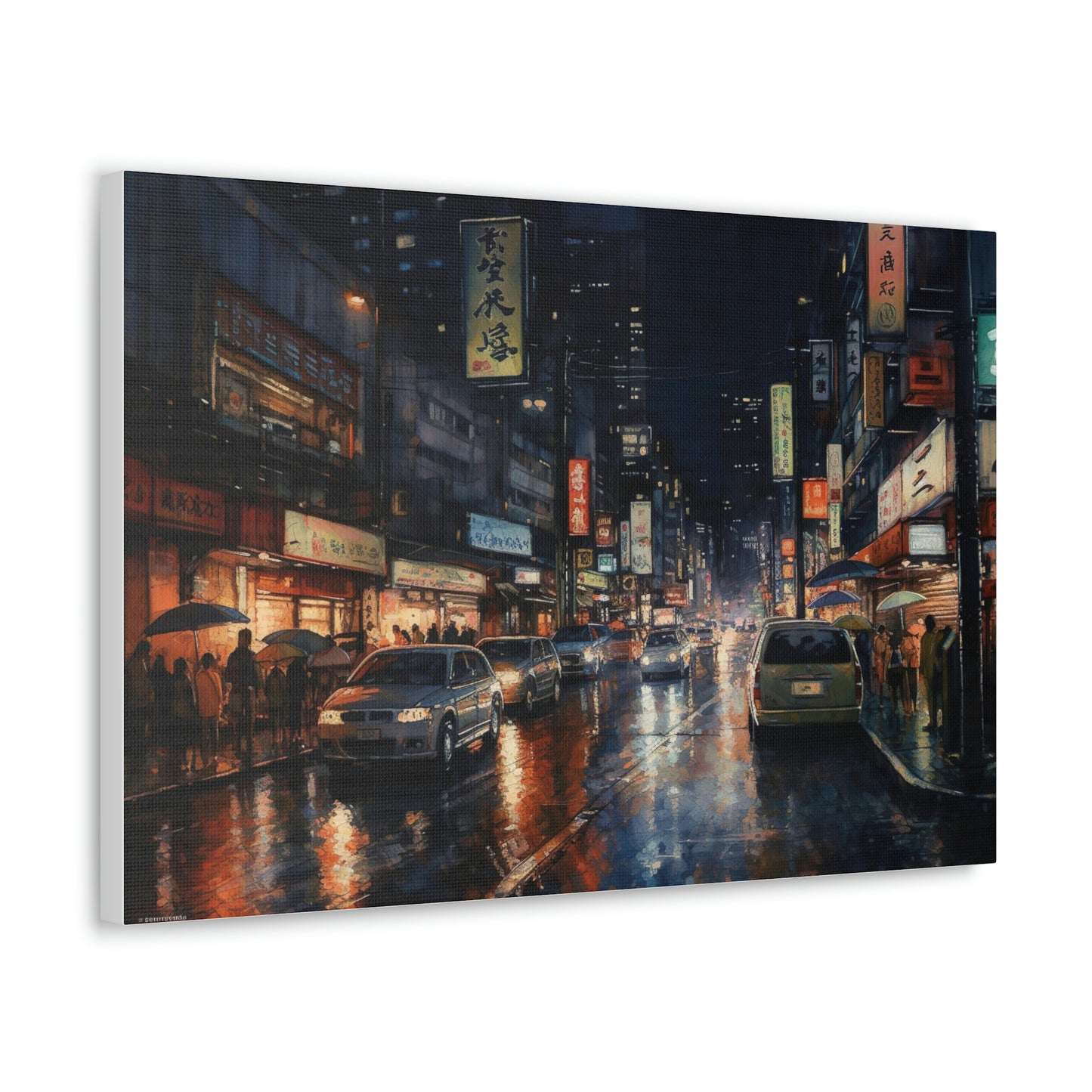 Dark Slate Gray Tokyo Twilight: Electric Nights and Vibrant Cityscapes - Canvas Print