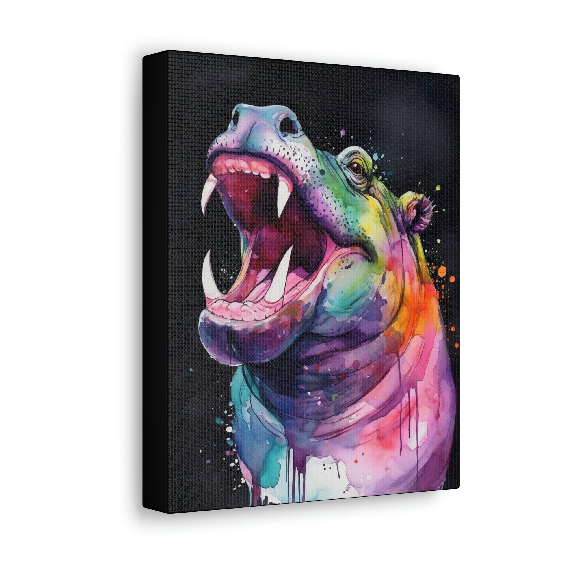 Gray Happy Hippo Canvas