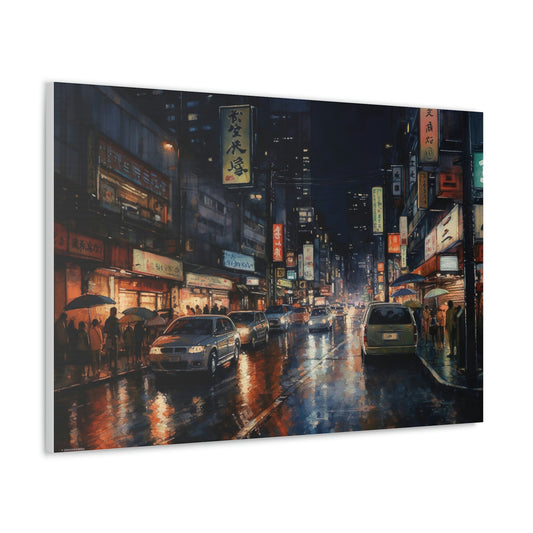 Dark Slate Gray Tokyo Twilight: Electric Nights and Vibrant Cityscapes - Canvas Print