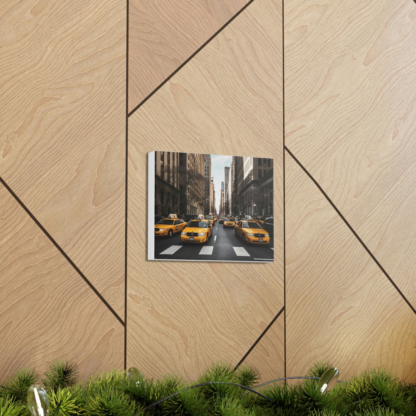 Tan Yellow Symphony: Vibrant New York Cityscapes and Iconic Cabs - Canvas Print