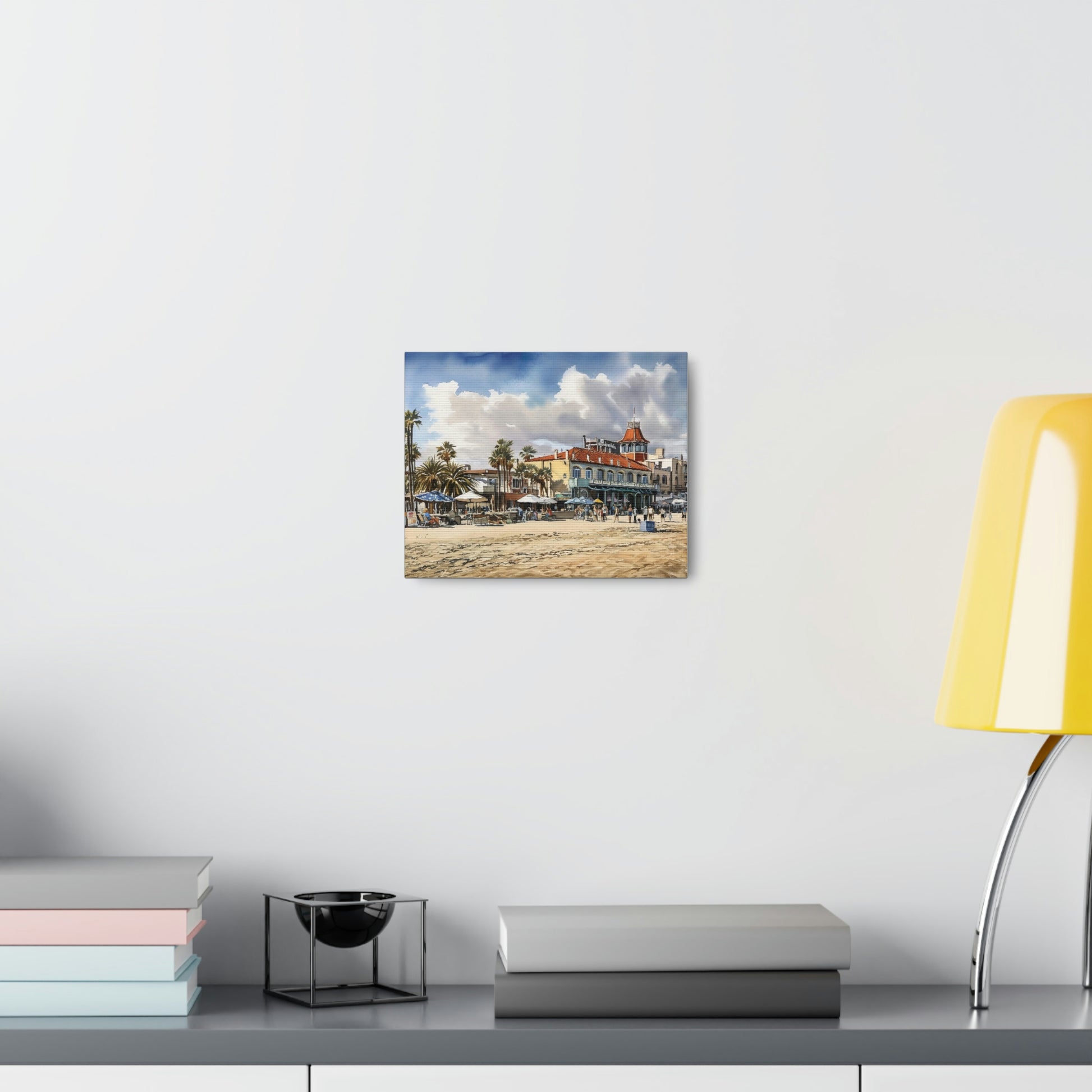 Light Gray Venice Vibes: Bohemian Beachfront and Colorful Sunsets - Canvas Print