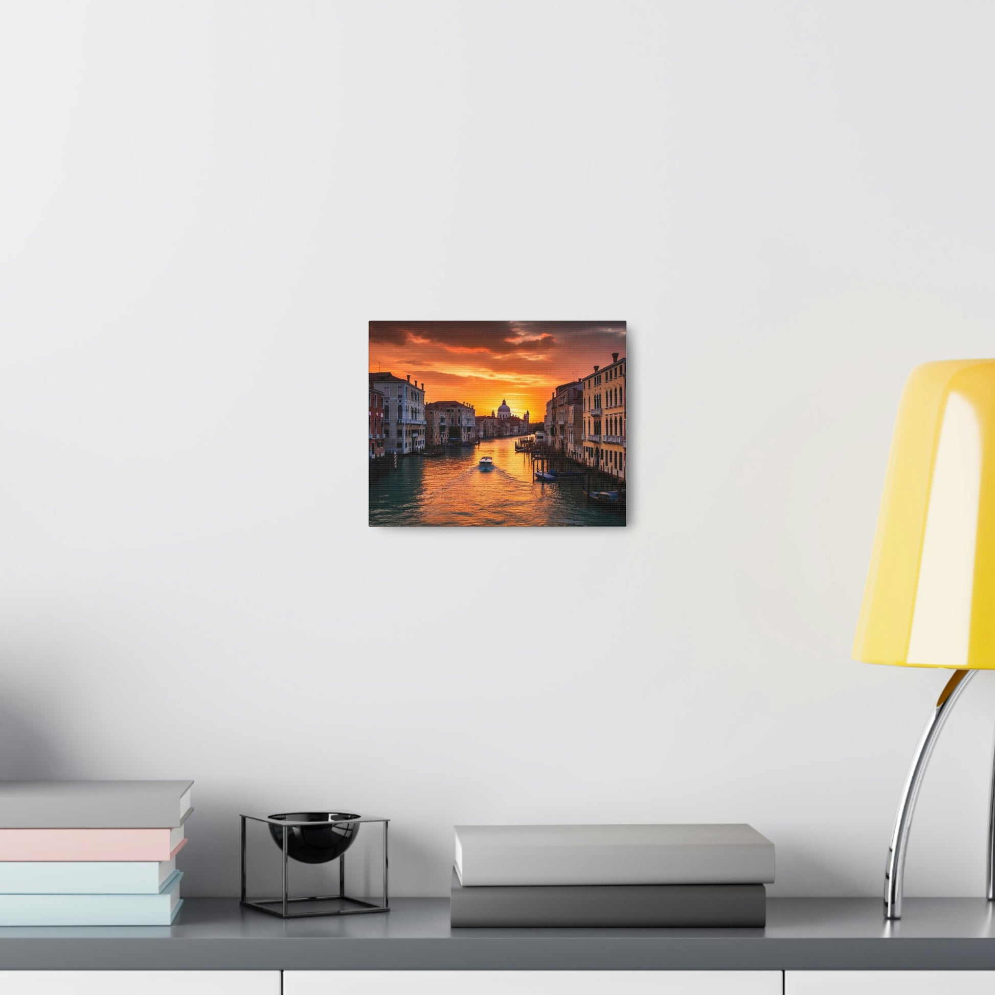 Light Gray Venice Sunset Serenade: Romantic Canals and Timeless Charm - Canvas Print