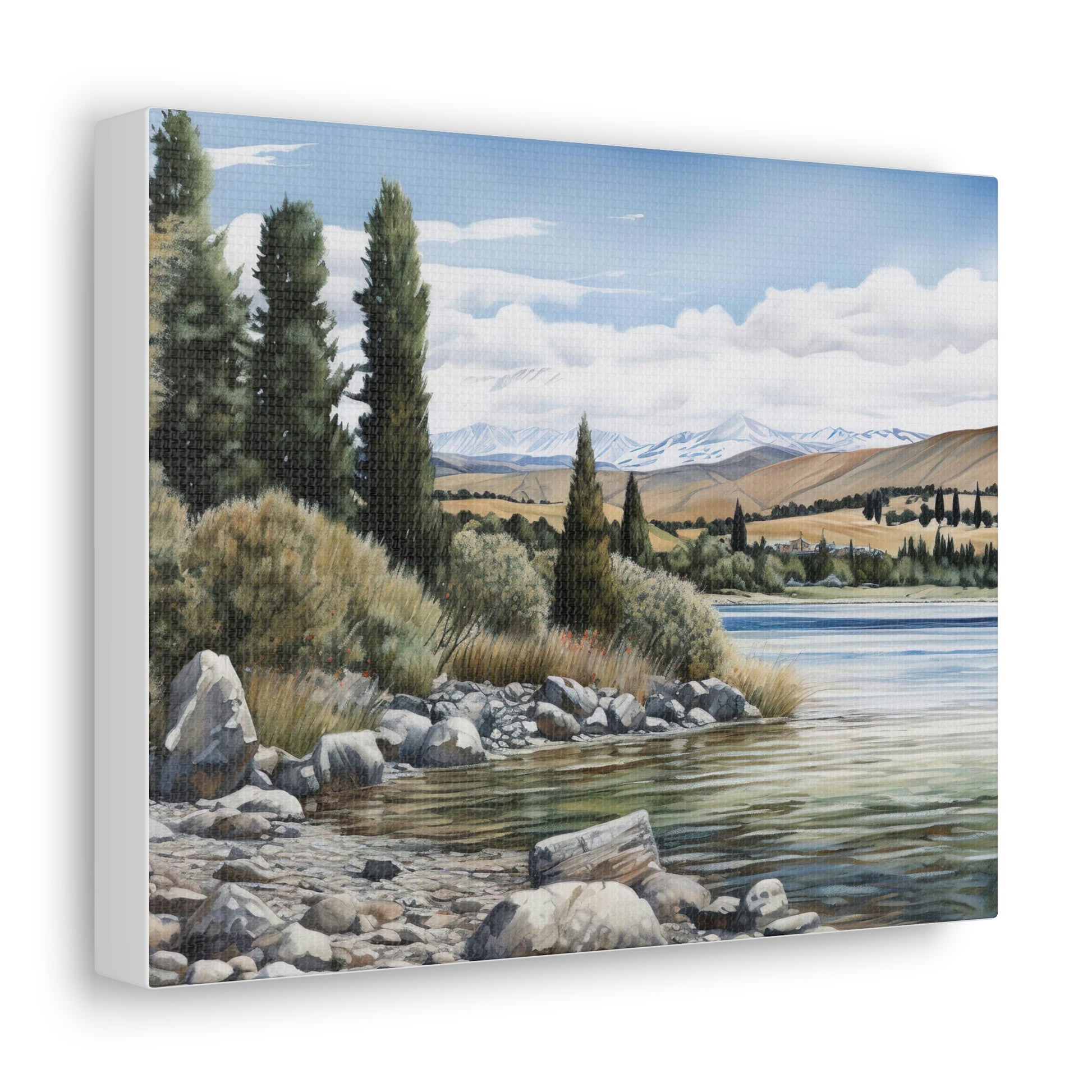 Gray Tekapo Tranquility: Serene Landscapes of New Zealand - Canvas Print