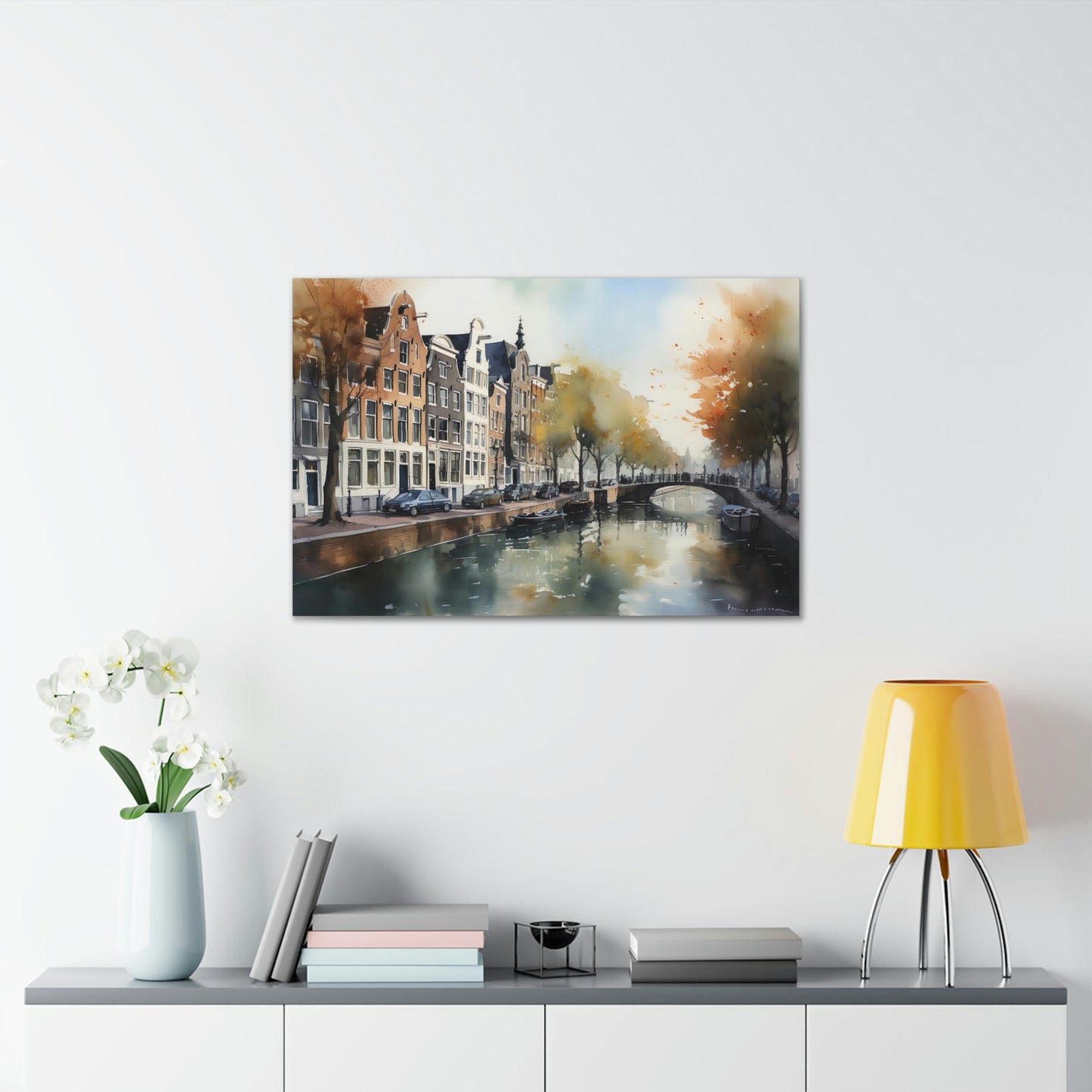 City Wall Art of Amsterdam Canals and Enchanting Bridges Canvas canal cruise amsterdam | Canvas | Art & Wall Decor, Canvas, Canvas art Prints, canvas prints, canvas wall art, Fall Picks, Hanging Hardware, Home & Living, Indoor, Top Spring Products, Valentine's Day promotion, Watercolor Printing | Prints with Passion