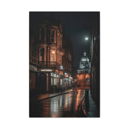 Dark Slate Gray Belfast Nightscape Canvas