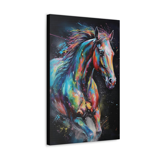 Dark Slate Gray Wild and Free: Galloping Horse Canvas Print for Equestrian Enthusiasts