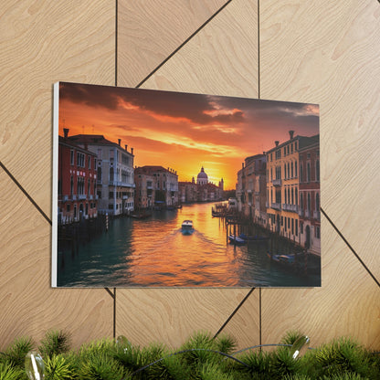 Rosy Brown Venice Sunset Serenade: Romantic Canals and Timeless Charm - Canvas Print