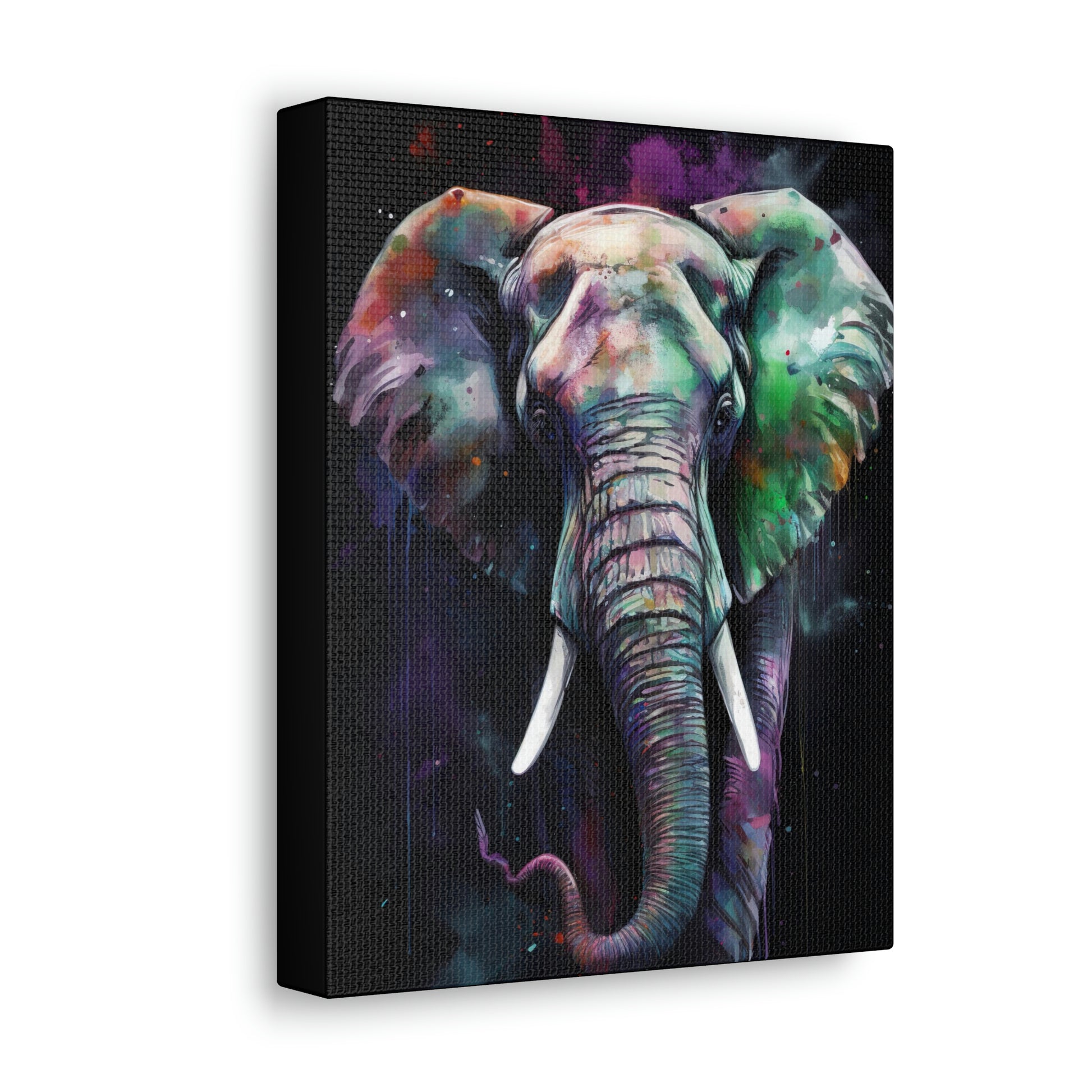 Dark Slate Gray Striking Elephant Canvas