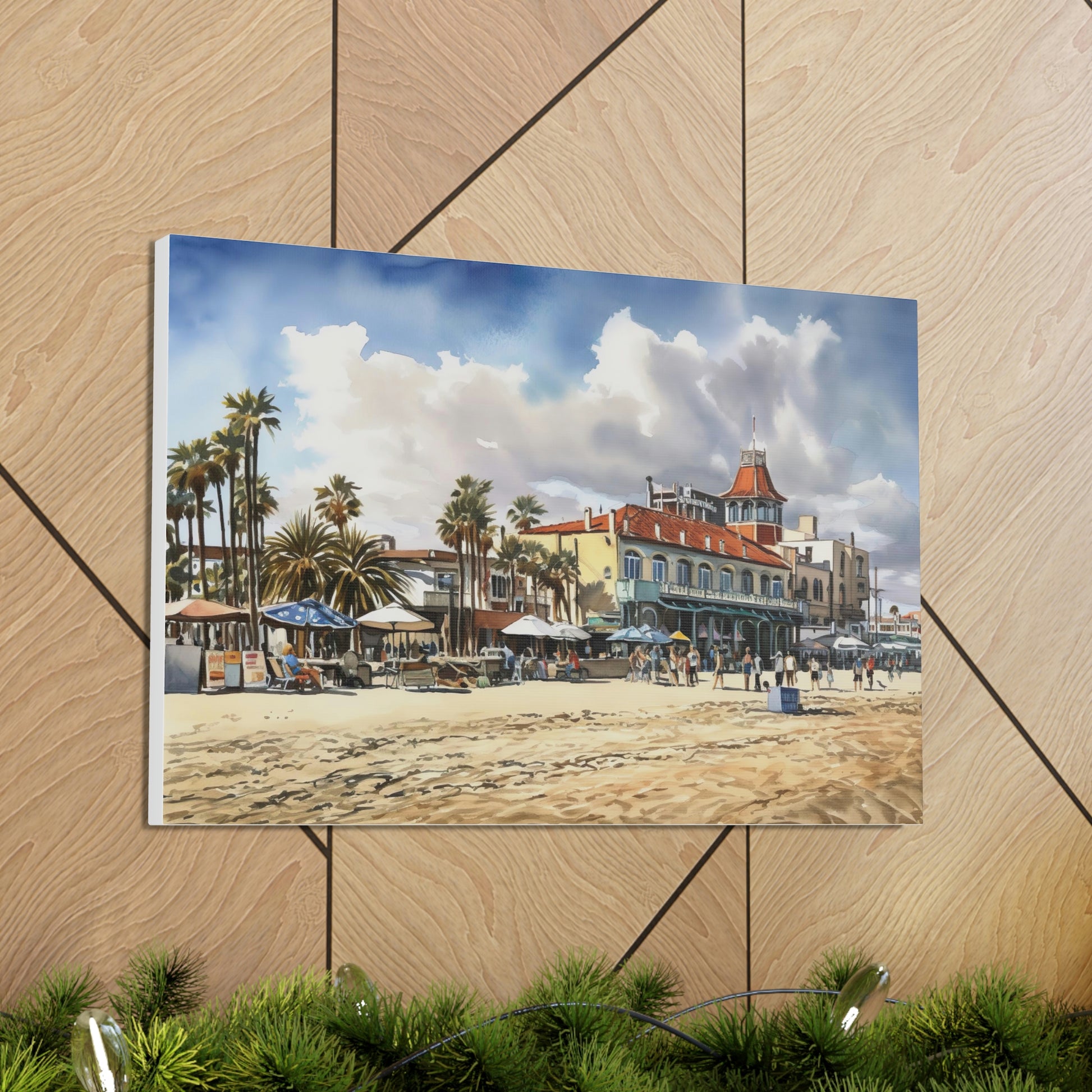 Tan Venice Vibes: Bohemian Beachfront and Colorful Sunsets - Canvas Print