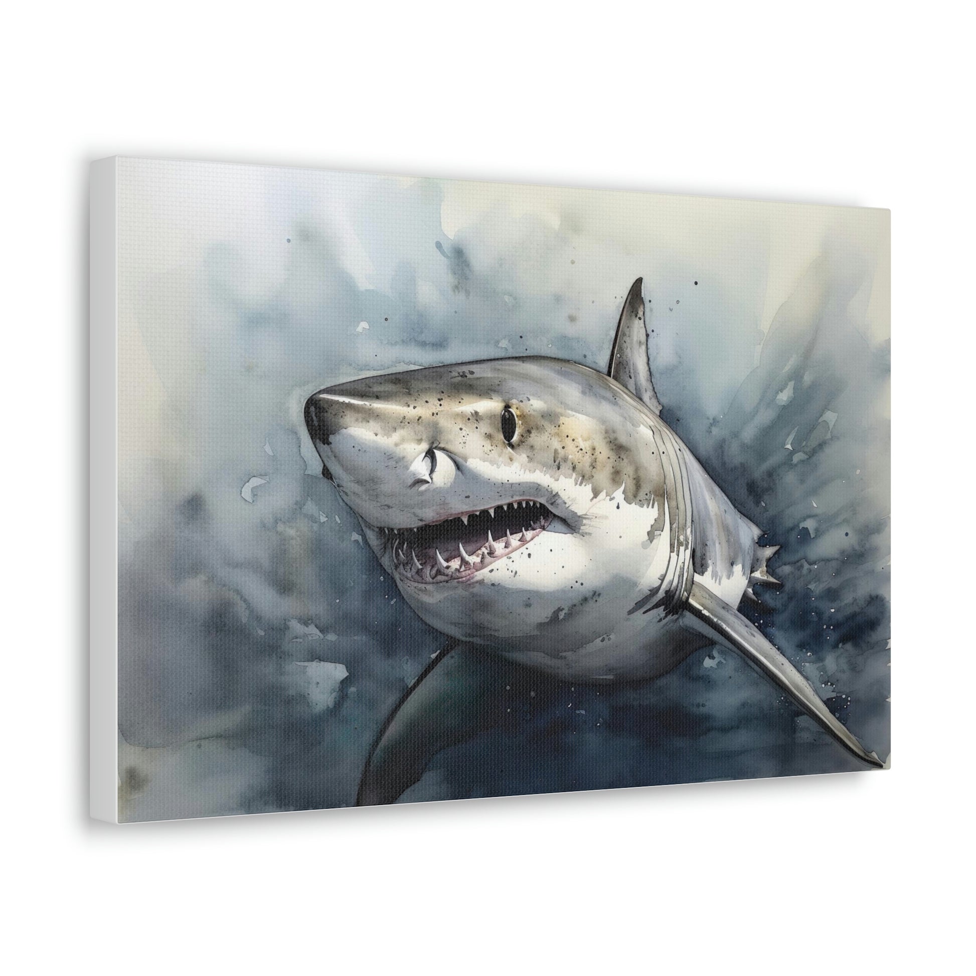 Gray Predator of the Deep: Great White Shark Canvas Print for Ocean Enthusiasts