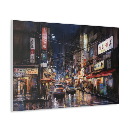 Dark Slate Gray Tokyo at Night: Electric City - Canvas Print