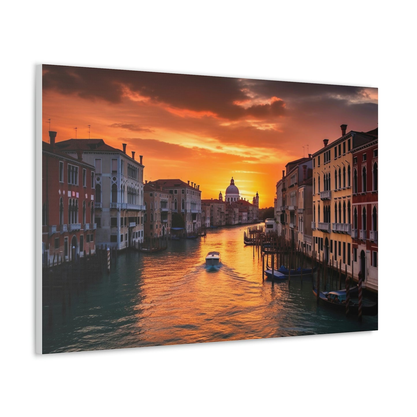 Dark Slate Gray Venice Sunset Serenade: Romantic Canals and Timeless Charm - Canvas Print