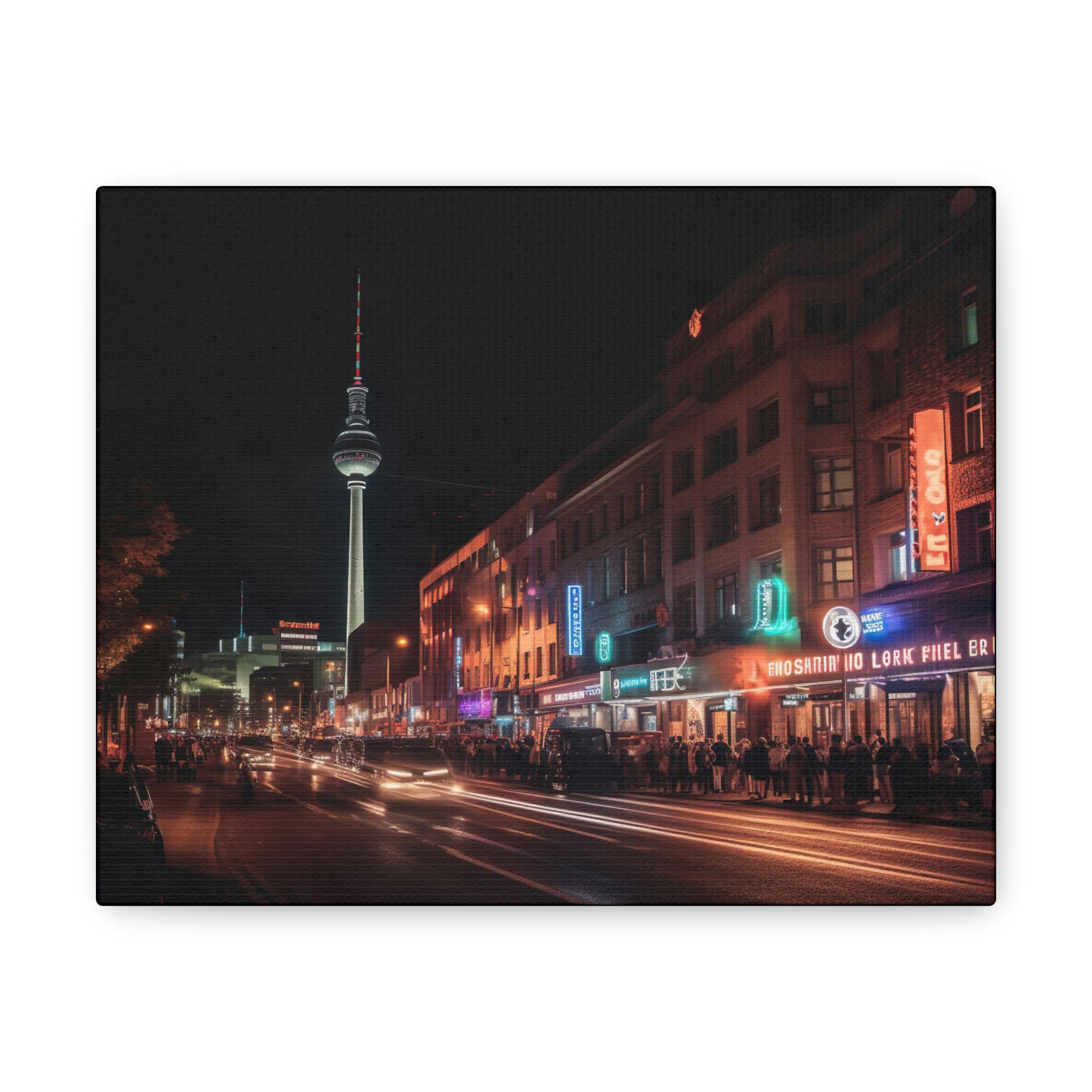 Dark Slate Gray Vibrant Nights: Berlin Nightlife Canvas Print for Urban Art Lovers