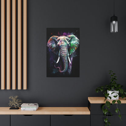 Dark Slate Gray Striking Elephant Canvas