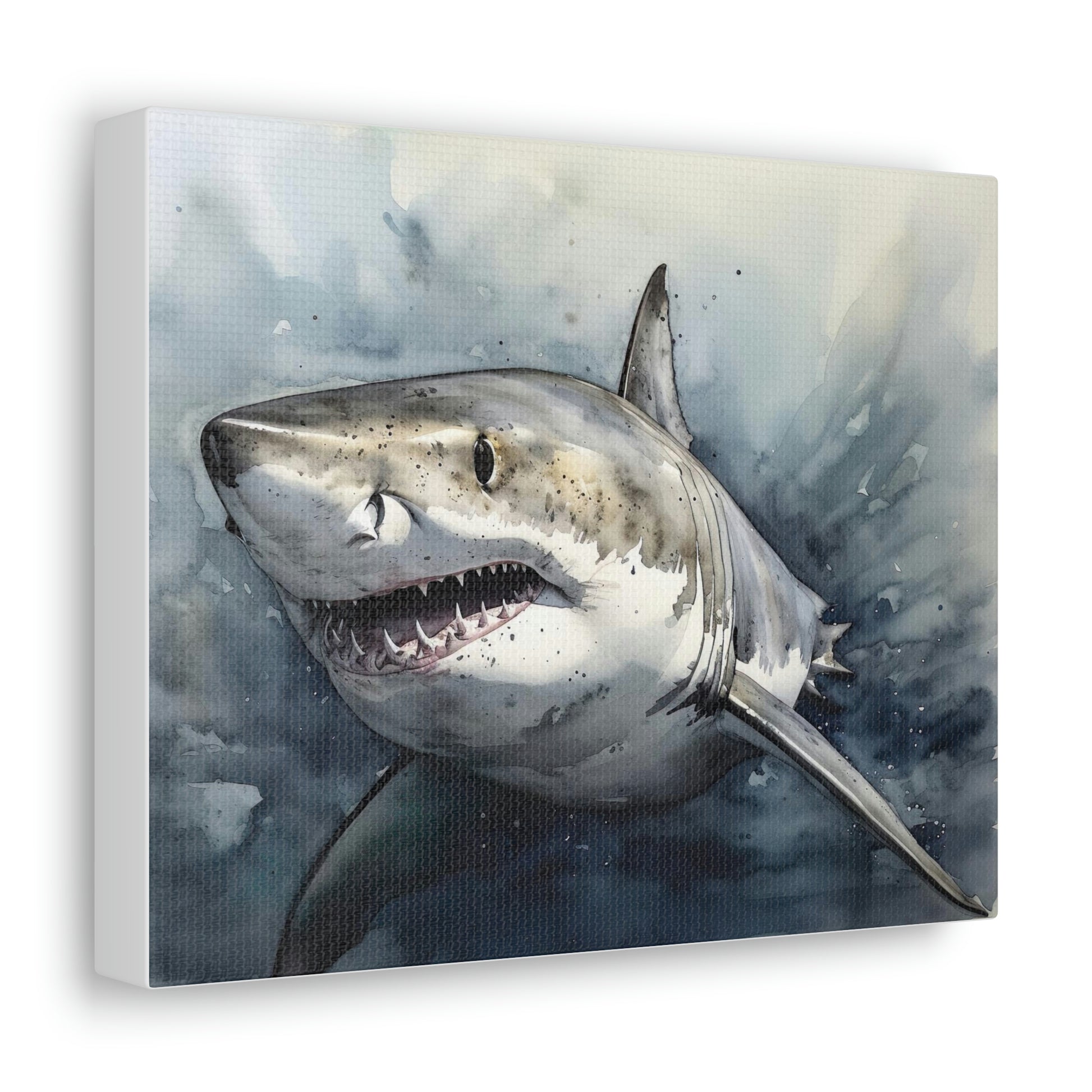 Gray Predator of the Deep: Great White Shark Canvas Print for Ocean Enthusiasts