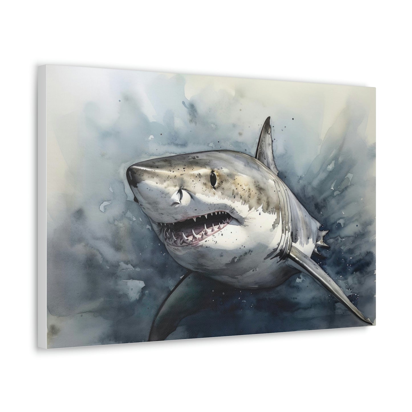 Gray Predator of the Deep: Great White Shark Canvas Print for Ocean Enthusiasts