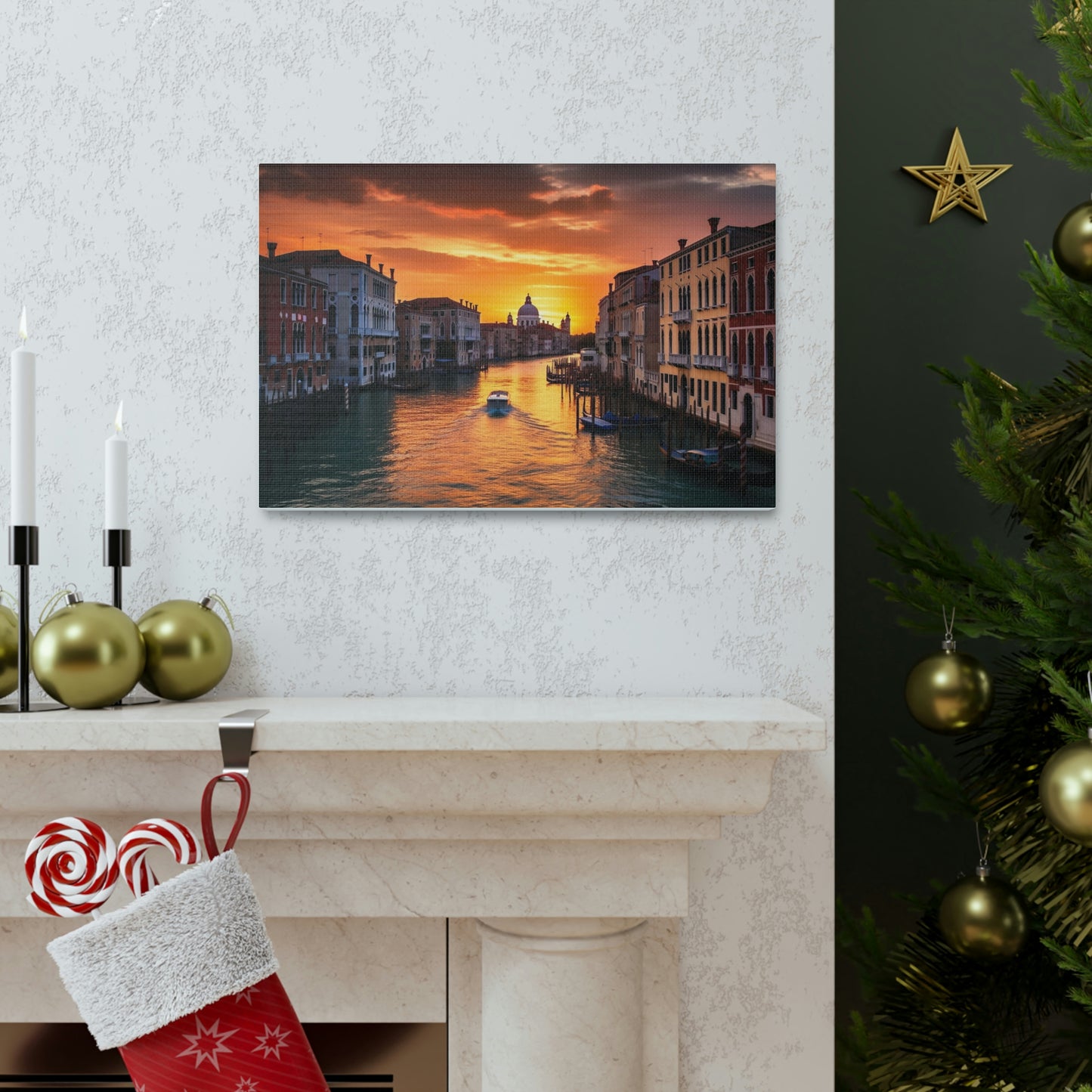 Gray Venice Sunset Serenade: Romantic Canals and Timeless Charm - Canvas Print