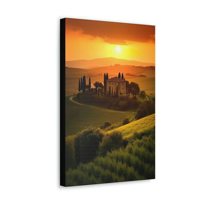 Sandy Brown Tuscan Sunset: Canvas Print for Landscape Lovers