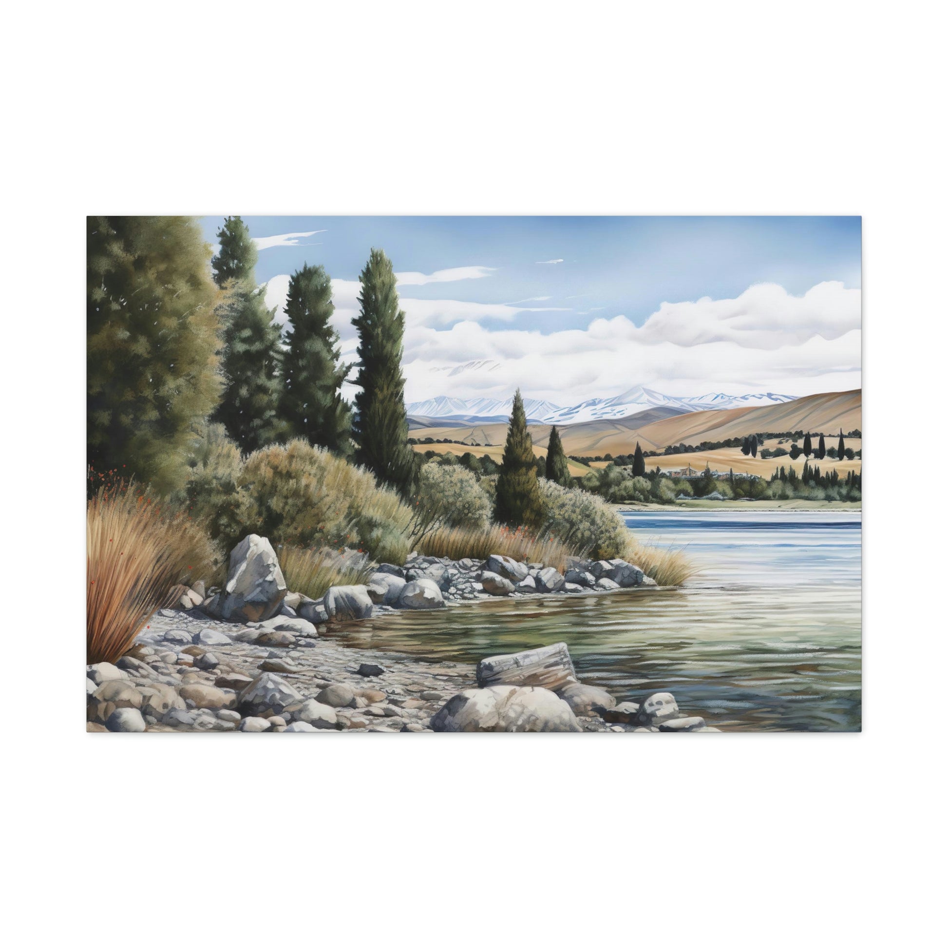 Gray Tekapo Tranquility: Serene Landscapes of New Zealand - Canvas Print