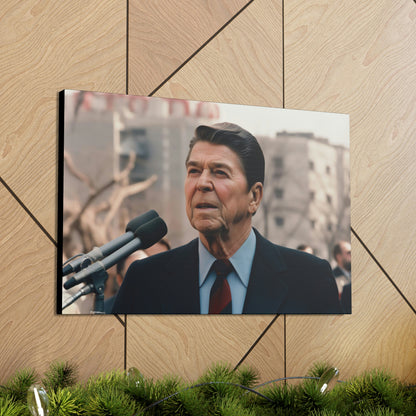Rosy Brown Tear Down This Wall: Ronald Reagan Canvas Print of Historic Speech