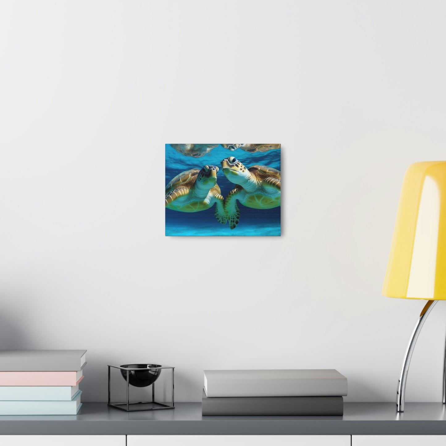 Light Gray Turquoise Turtles: Majestic Marine Life and Vibrant Coral Reefs - Canvas Print