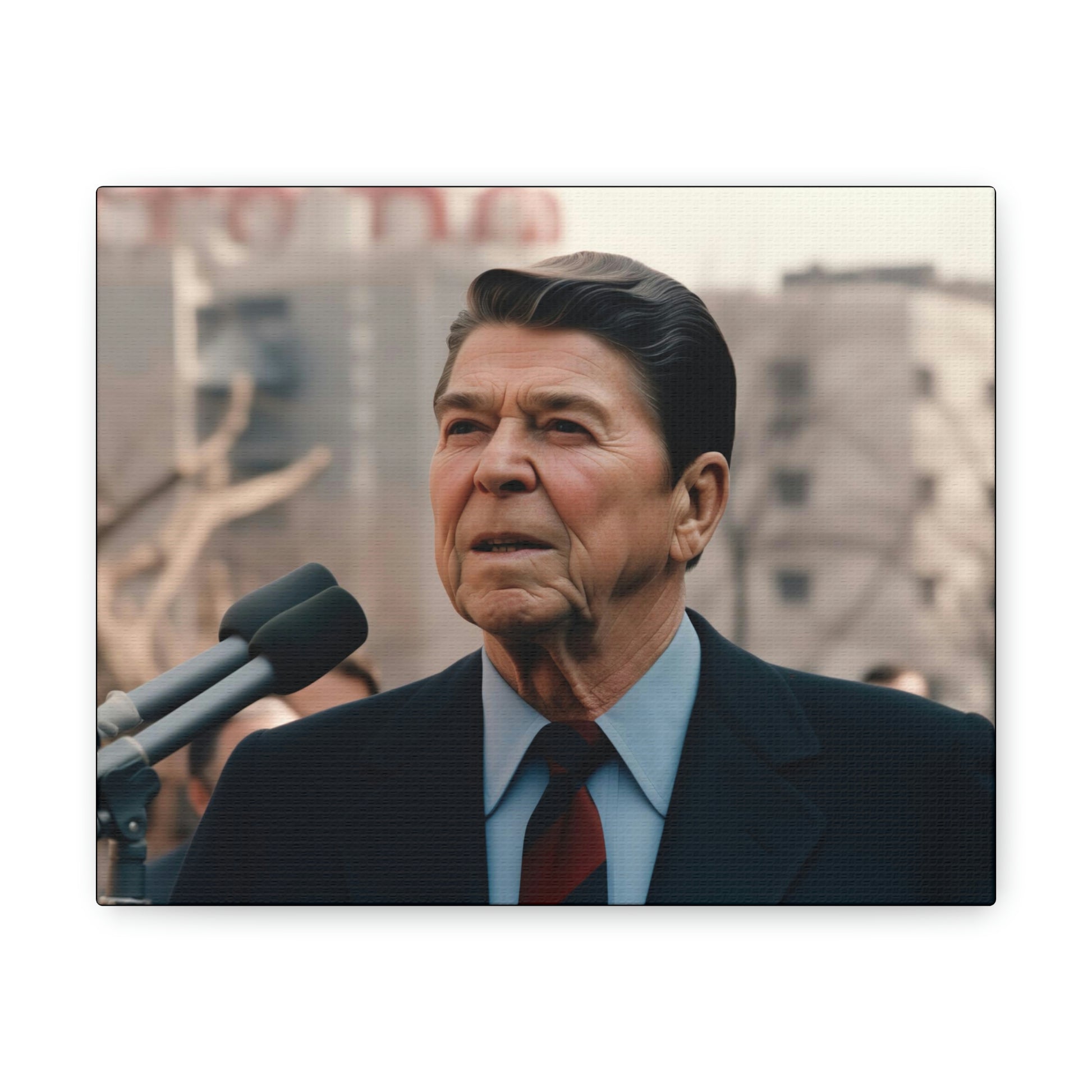 Rosy Brown Tear Down This Wall: Ronald Reagan Canvas Print of Historic Speech