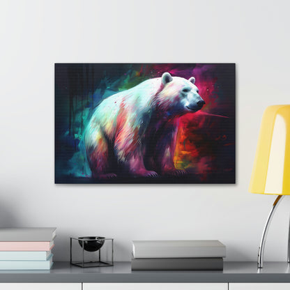 Dark Slate Gray Majesty Polar Bear Canvas