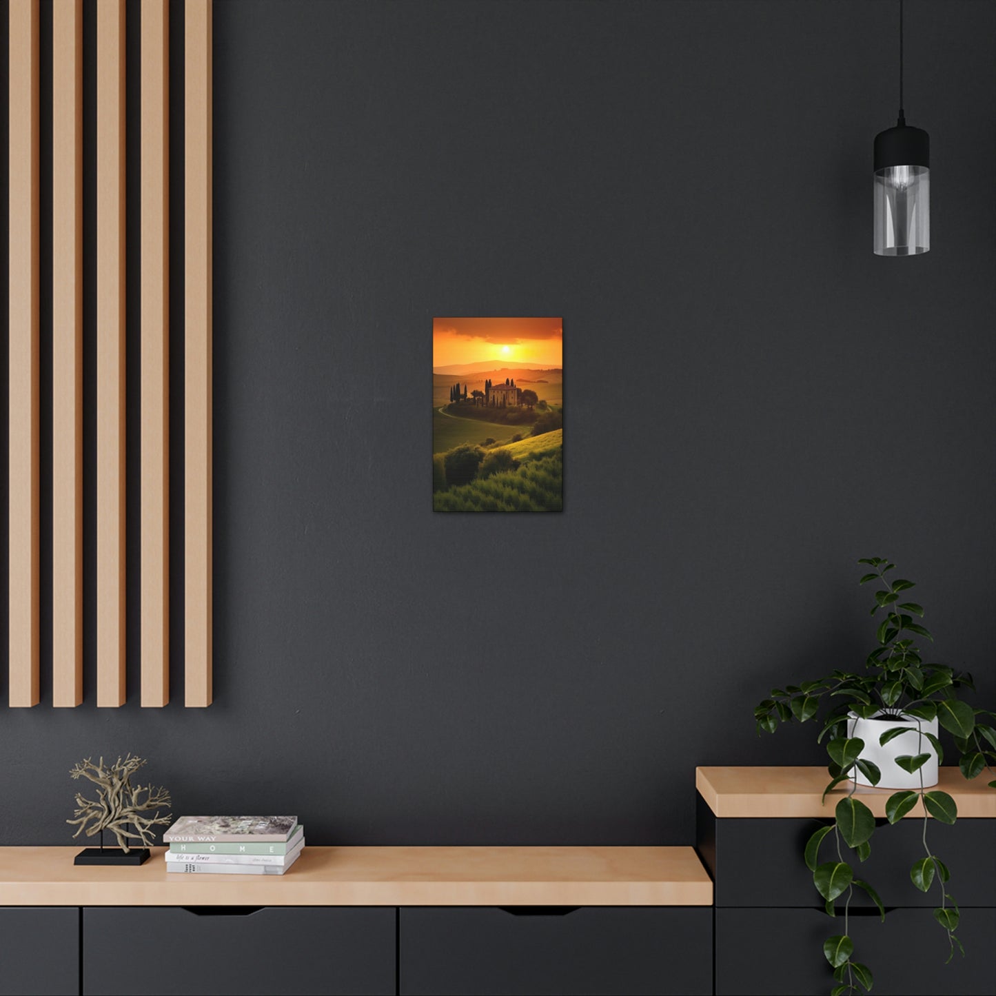 Dark Slate Gray Tuscan Sunset: Canvas Print for Landscape Lovers