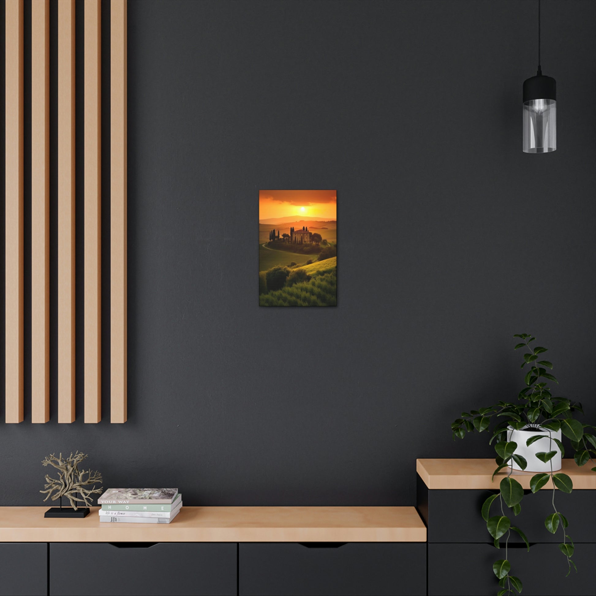Dark Slate Gray Tuscan Sunset: Canvas Print for Landscape Lovers